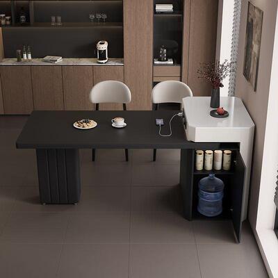 简约岛台餐桌饭一体实伸缩岩板型现代OTF小户家用多功能木吃泡茶
