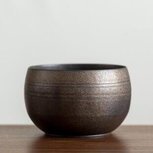 陶瓷建水铁锈釉茶渣灌小号杯洗鎏金釉茶洗茶具水盂茶道配件