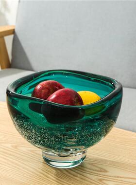 轻奢意式气泡蓝色琉璃花瓶 样板房客厅摆件桌面纹理家居插花花器