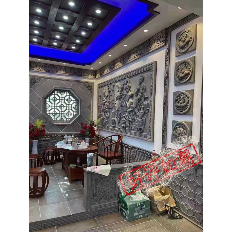 仿古新款各种大辅浮雕百福别墅大幅挂画装饰挂件四合院古建砖雕图片
