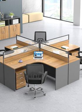 员办公桌四人位电脑桌弯职10110台工面办公公室员卡座组合办桌