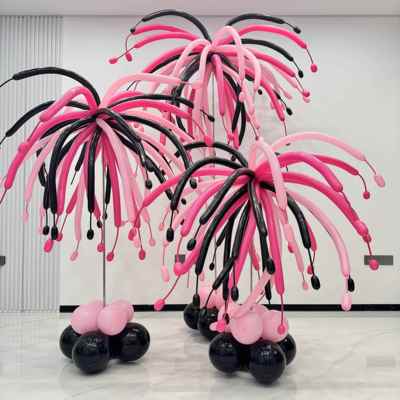 彩色长条烟火气球装饰多巴胺儿童宝宝生日布置酒店寿宴升学宴立柱