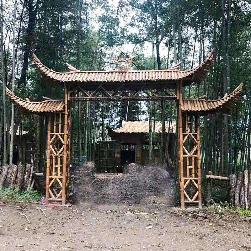 竹子门搂户外庭院竹门景区大门竹屋竹篱笆围栏园艺竹子门头厂家