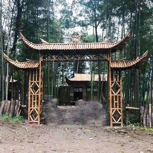 竹子门搂户外庭院竹门景区大门竹屋竹篱笆围栏园艺竹子门头厂家