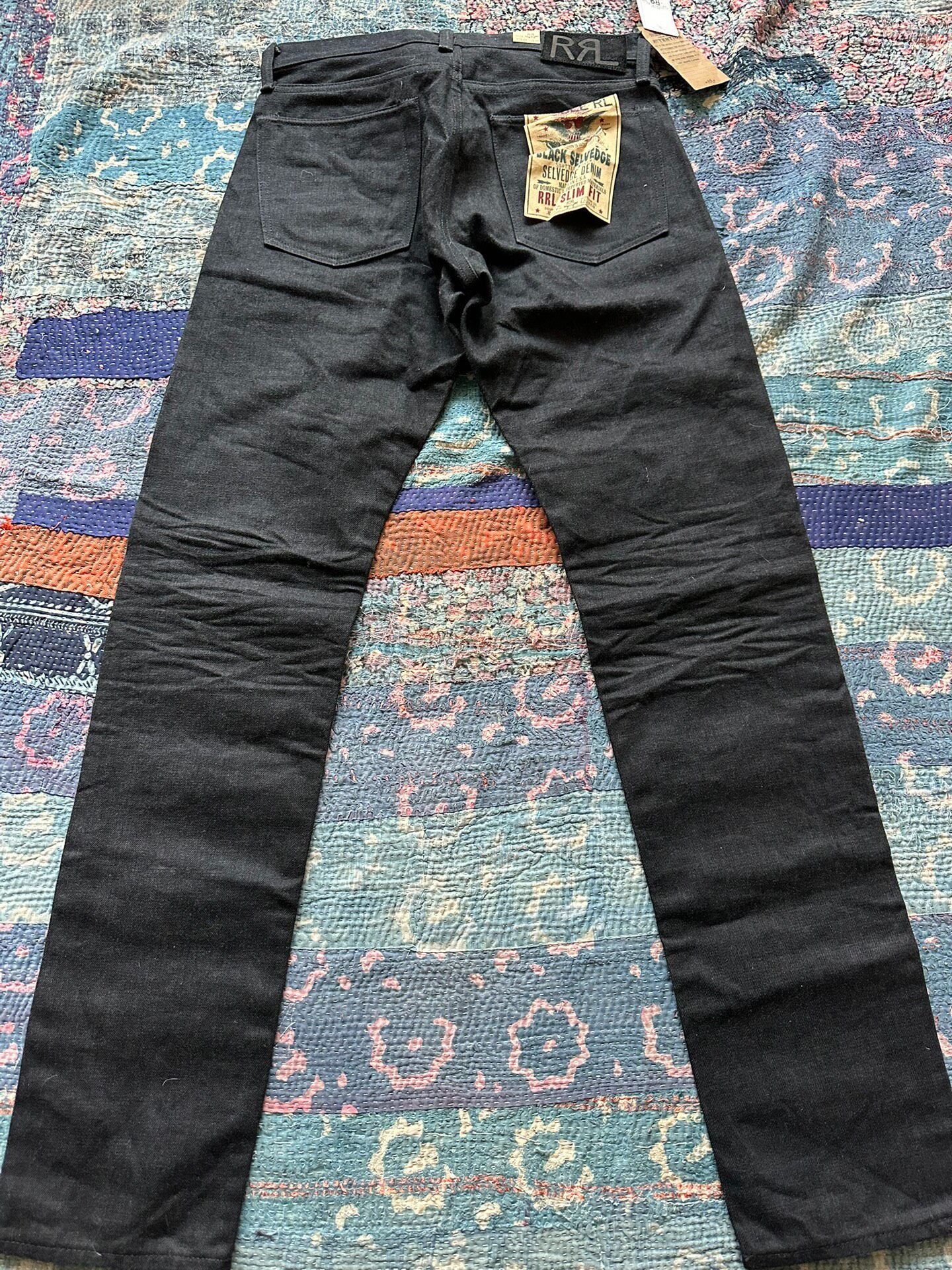 RRL Distressed Black Beckham Jeans — front