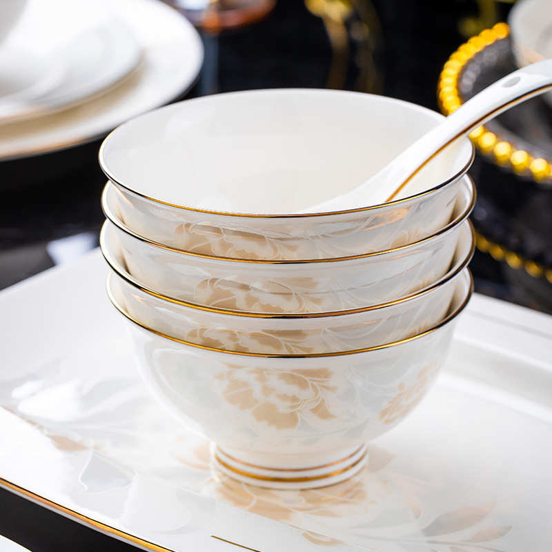 碗碟套装家用轻奢骨瓷餐具套装乔迁景德镇陶瓷碗盘筷组合礼品批发