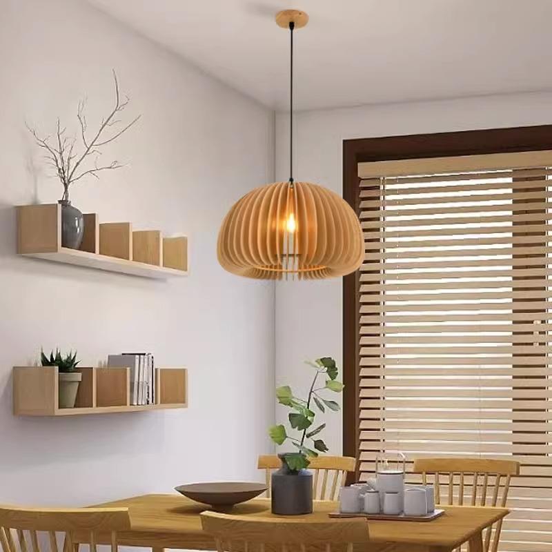 vin581tag餐吊灯日式复古e卧木质灯艺术厅创意民室宿书房中古南瓜