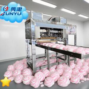 全自动双色松软低糖蜜桃轻甜焦糖柔团棉花糖生产线厂家直销
