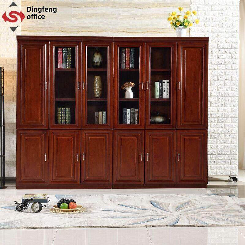 办公家具文件柜档案信息柜实木皮革书柜办公隔断柜玻璃门储物柜