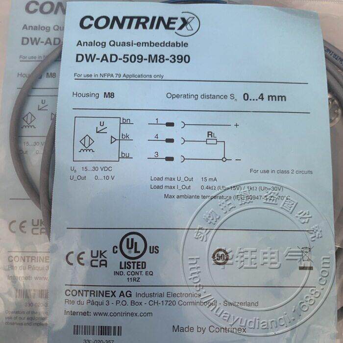模拟量传感器DW-AS-509-M8-9准齐平0-4mm 0-1