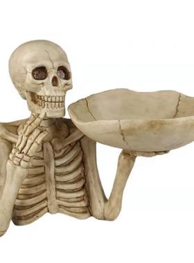 热卖装饰骷髅果盘个性朋克骷髅摆件家居钥匙收纳盘