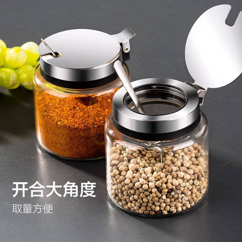 玻璃调味瓶34不0锈钢调料11321罐罐餐厅辣椒油厨房用味精盐罐家子