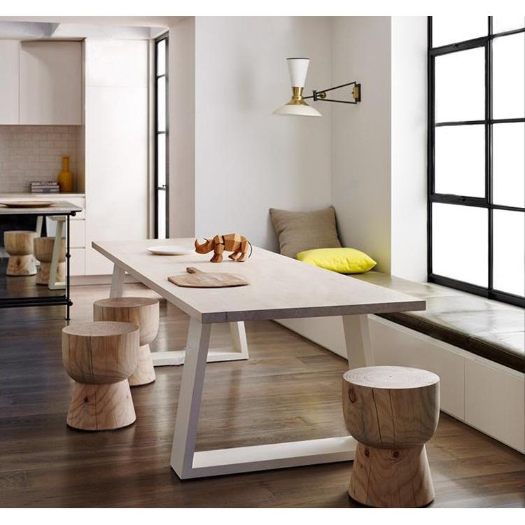 需定制铁艺实木餐桌简约覆古长方形电脑桌办公桌大板长桌会议桌书