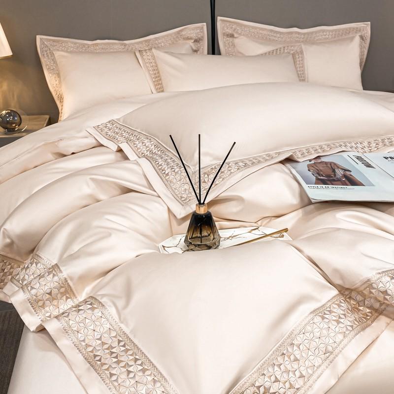 100s双股匹马棉高档刺绣轻奢纯棉四件套全棉床单被套四季床上用品