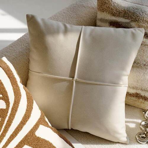 奶油色覆古打结抱枕套棕色办公室腰靠垫cushion cover pillowcase