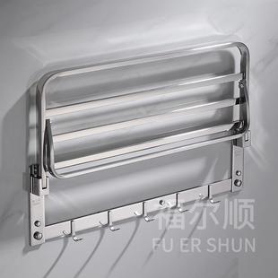 置304不锈钢物架毛收851纳架叠折浴巾架酒店浴巾室免打孔免钉