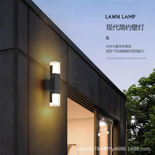 led双头壁灯方形户楼SC-009外梯过防道水亚克力创意外墙院灯庭阳