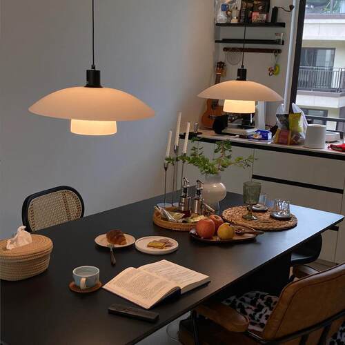 丹麦飞碟餐厅吊灯简约现代中古茶室民宿PH玻璃复古三头饭厅吊灯