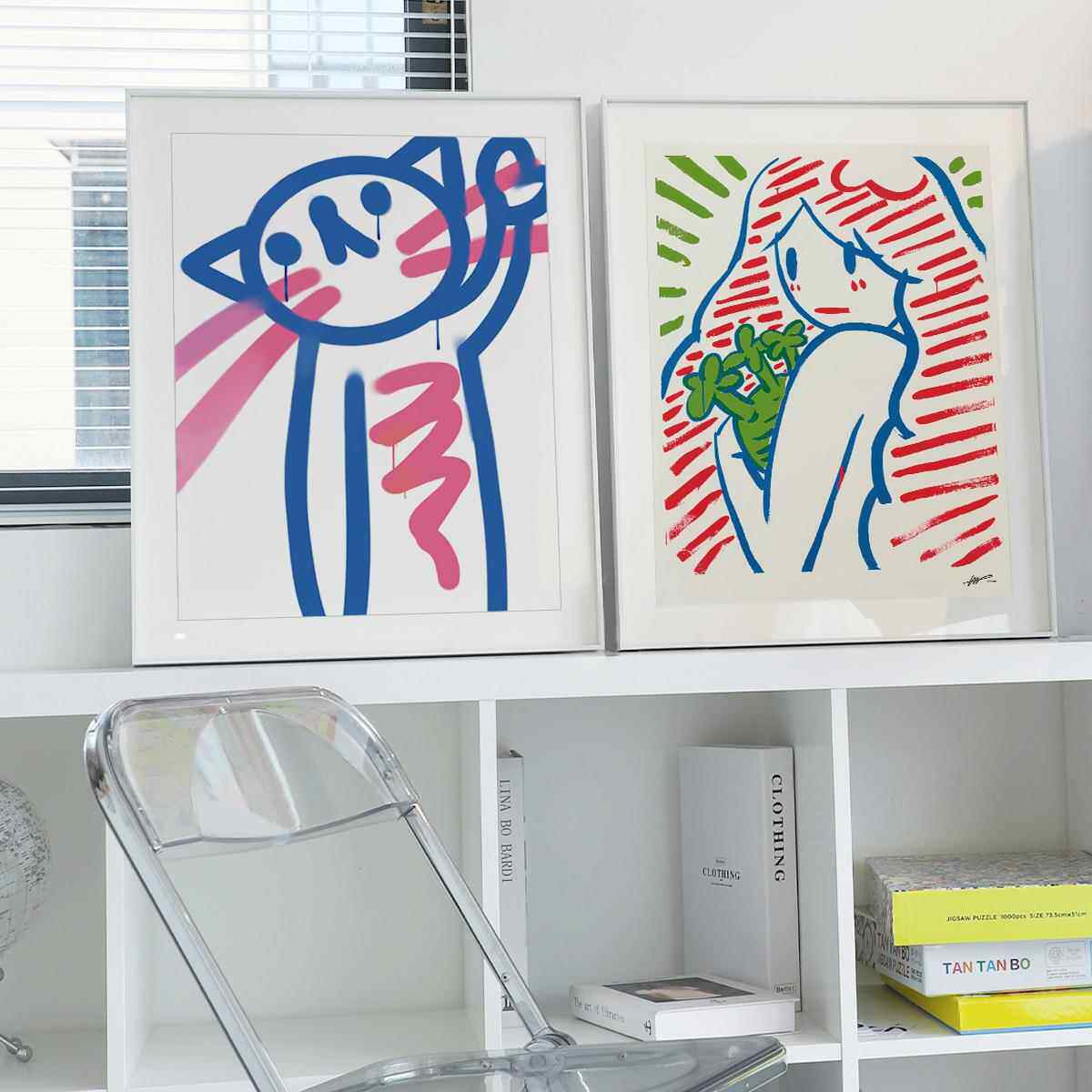 野天健纳斯版画简约房维床头画竖版ORK落地画间客厅装饰画休闲吧