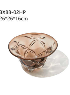 餐桌花瓶软酒店口厚重琉璃简约轻代花瓣奢装色小果盘台面咖客厅