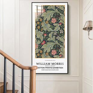 威廉莫里斯挂画北欧楼梯走廊转角装饰画客厅过道正对门原木风壁画