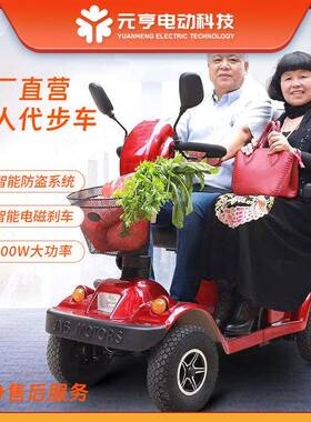 双人老年人残疾人大马力公园厂房红色四轮代步车电动车观光车厂