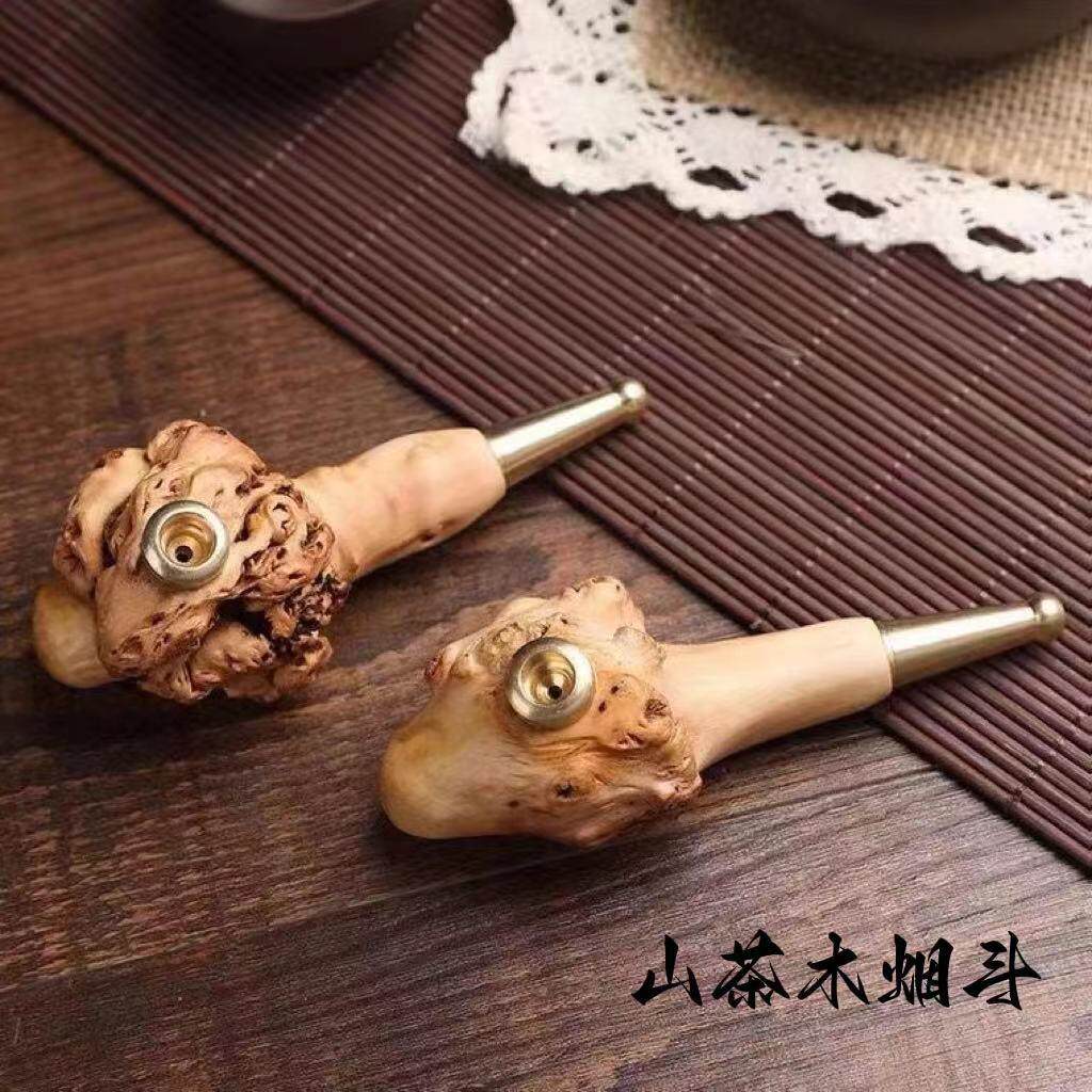 山茶木烟斗疙瘩烟斗树瘤烟斗过滤烟嘴手把件可拆洗烟具