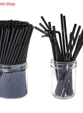 100pcs/Set Black Cocktail Straws Black Plastic Straw For Bir