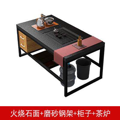 正品火烧石功夫茶几办公室接待茶桌家钢用小茶台不锈茶璃几泡玻茶