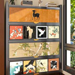 钢制收纳柜中古风储物柜多功能防尘防晒置物柜阳台书柜置物架落地