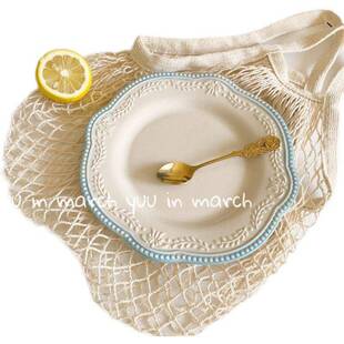 法国覆古蕾丝浮雕西餐盘甜点盘斯堪的纳维亚宫覆古小麦餐盘本垒板