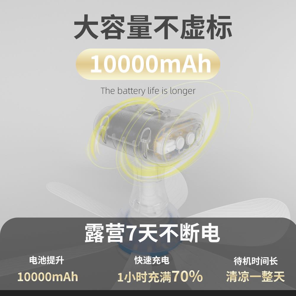新款直销跨境充电式小吊扇可调速宿舍工地大风力充电风扇便携式小