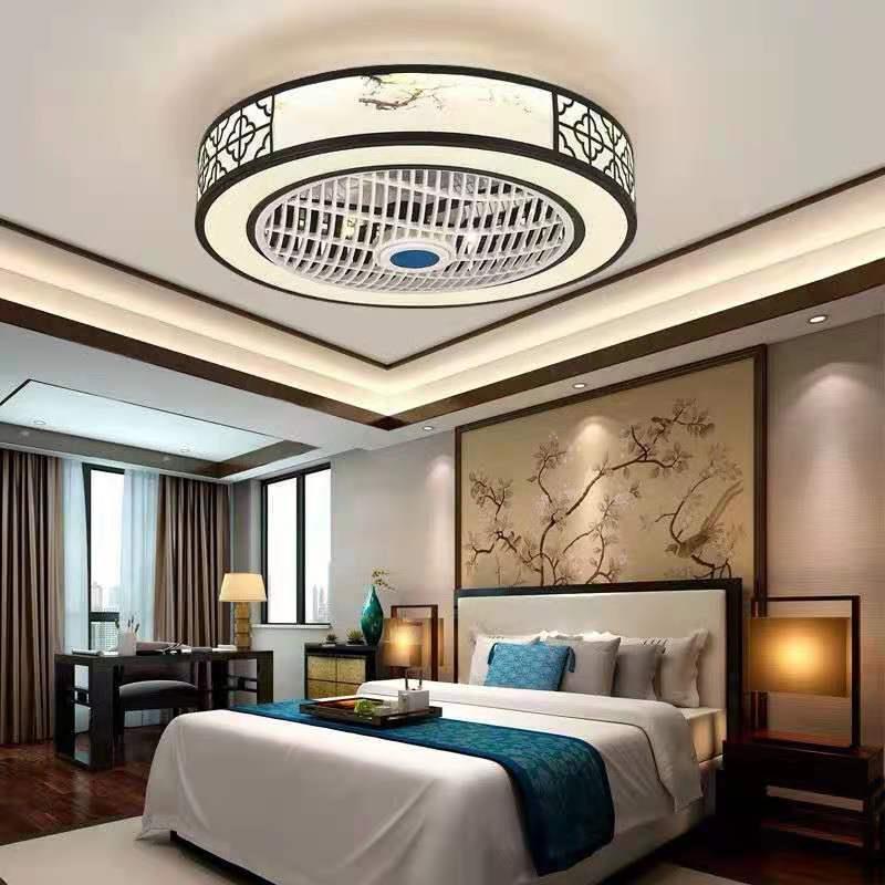 卧室led吸顶灯中式风扇餐厅灯铁艺客厅灯具隐形风扇灯家用吸顶灯