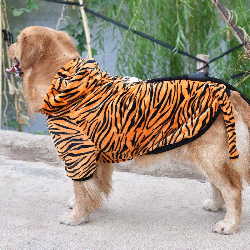 狗狗秋冬衣服连帽老虎恐龙变身装金毛拉布拉多中大型犬宠物服饰