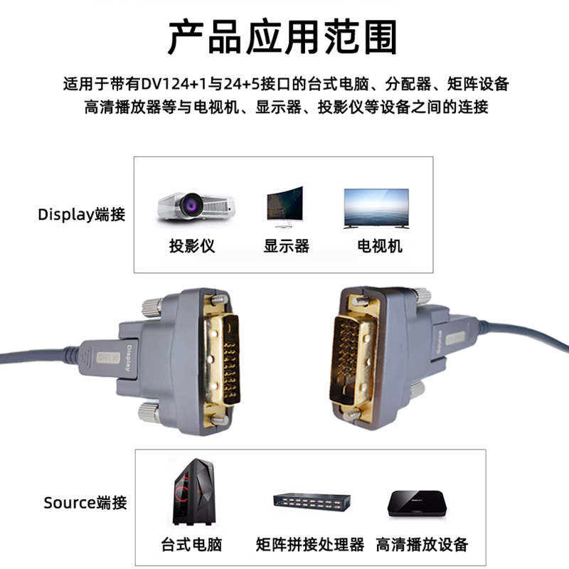 HDMI高清光纤线DVI 4K@60Hz工程穿管穿墙预埋电视机盒子双头分离