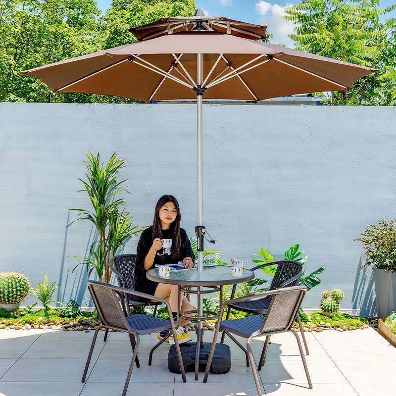 户外桌椅藤椅室外休闲折叠桌带伞组合花园露台庭院阳台茶几餐桌椅