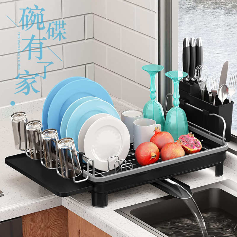 厨房不锈钢碗碟架置物架 单层晾放碗碟盘沥水架 塑料家用碗筷架子