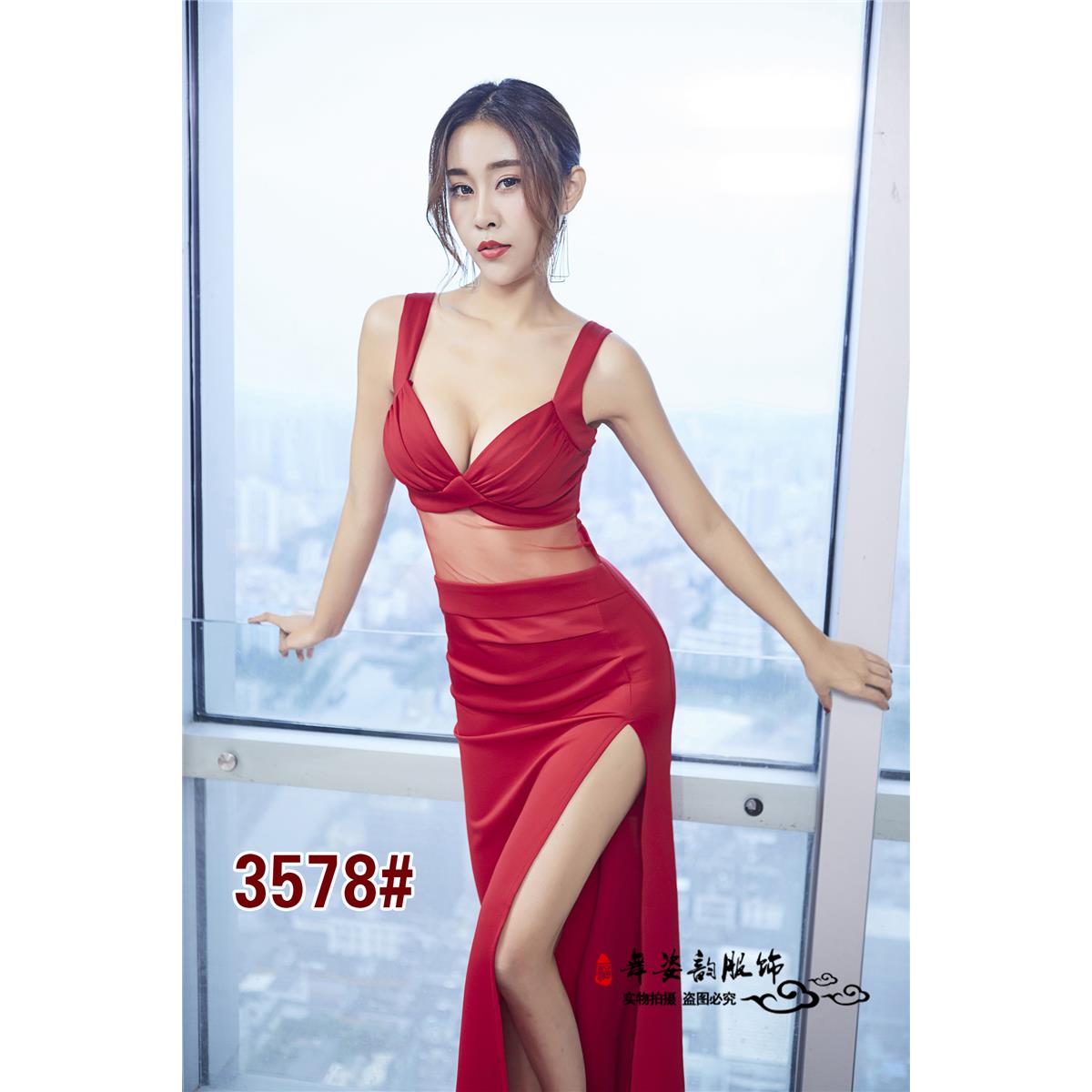 高档胸透视夜店女装k低tv小姐装性感长款洗浴桑拿服师技服酒吧晚