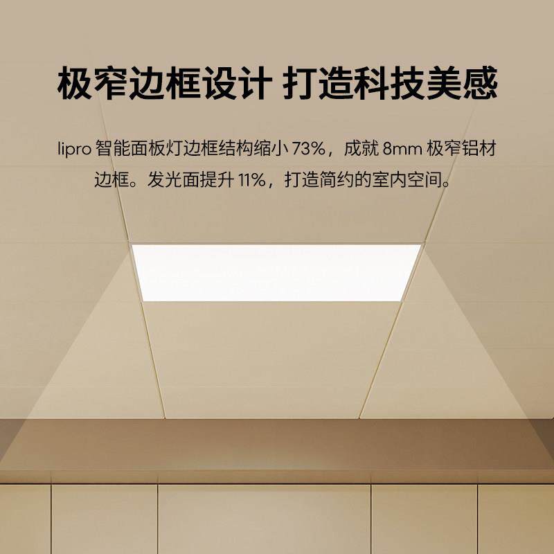 lipro智灯能面板厨房室方灯化妆室浴过道集成吊顶灯嵌入式平板智