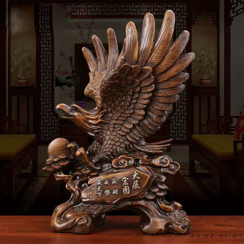 大展宏图雄鹰摆件大鹏展翅猫头老鹰工艺品中式家居客厅装饰办公室