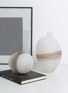 新中式极简水墨流纹玻璃花瓶样板间会所玄关客厅插花创意艺术花器