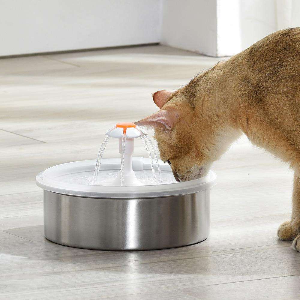 小花圆形猫咪饮水机自动循环流动宠物饮水机猫狗净水饮水器亚马逊