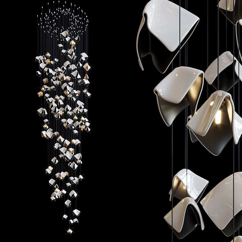 个性酒店大厅售楼部非标吊灯宴会厅样板间别墅复式楼创意吊坠灯具