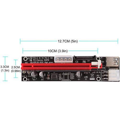 6个 黑色+红色 ABS VER103C PCI-E接口延长线 pci-ex1转X16显卡