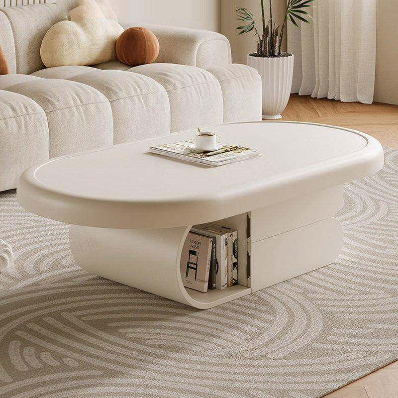 奶油风岩板茶几客厅家用小户型家具高级感椭圆形饼干网红设计感