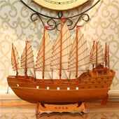 帆船家居郑和郑和西模礼品国名 中木质模型下红木船摆件洋船