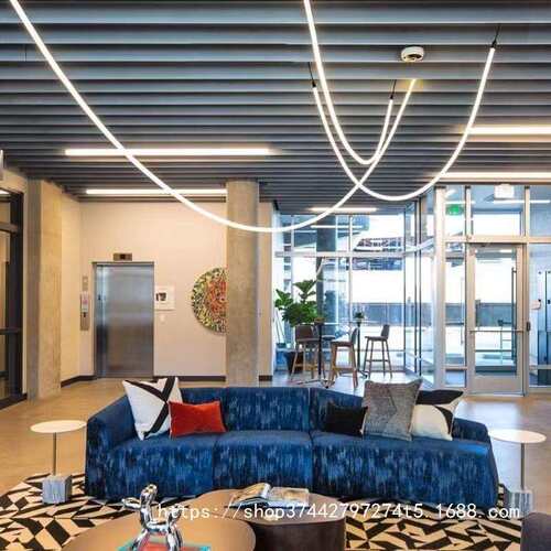 极简线条设计师样板客厅灯lo厅f挑t高复式别墅楼梯间餐展房厅507