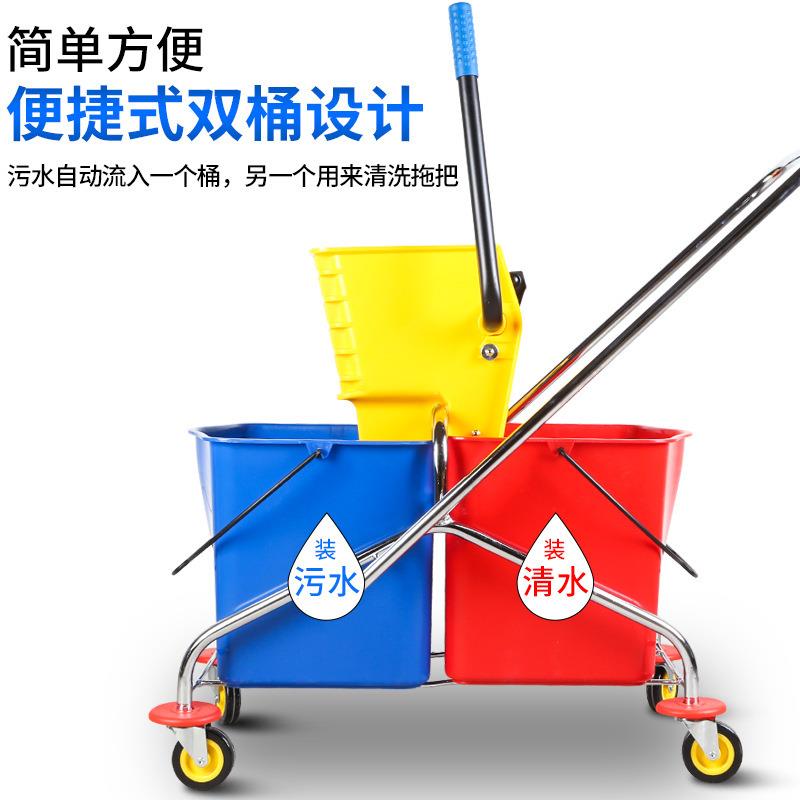 超宝双桶榨水车D-043保洁酒店加厚压水墩布清洁商用拖把桶挤水桶