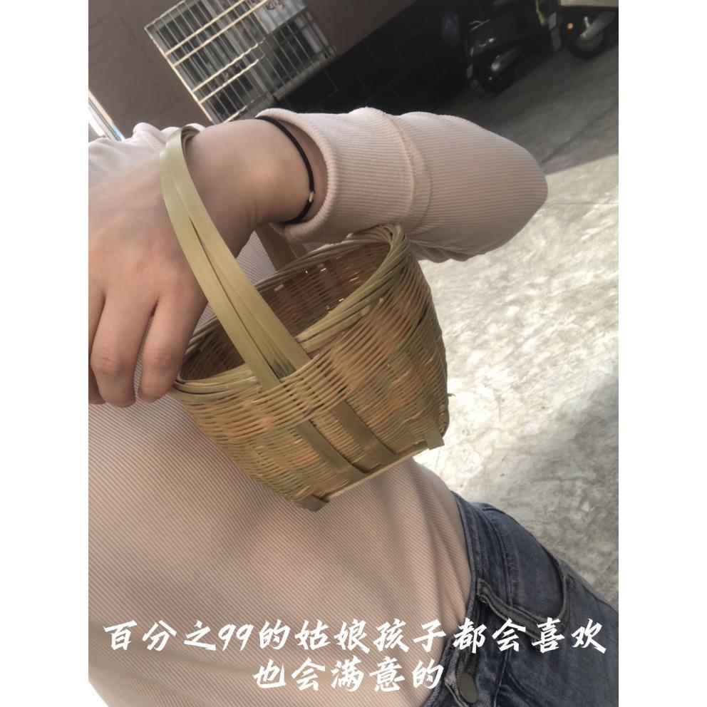 儿童提篮小拎篮火锅配菜篮花篮采摘篮子幼儿园跳舞篮表演道具竹篮图片