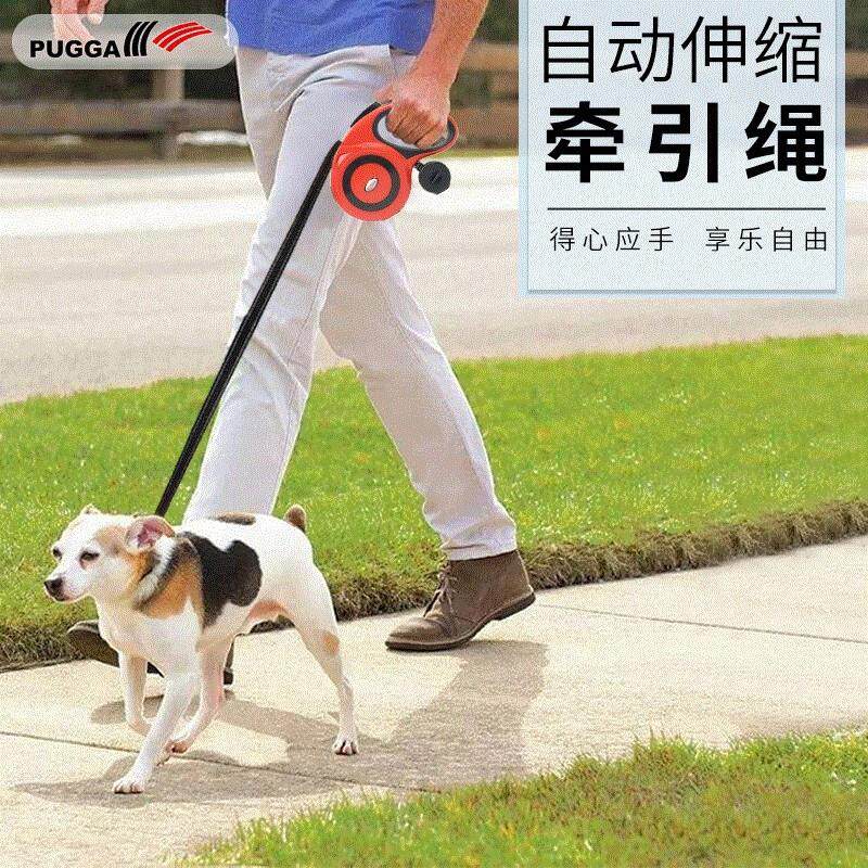 亚马逊宠物用品中大型犬反光户外遛狗牵引带拾便盒牵引绳防走丢